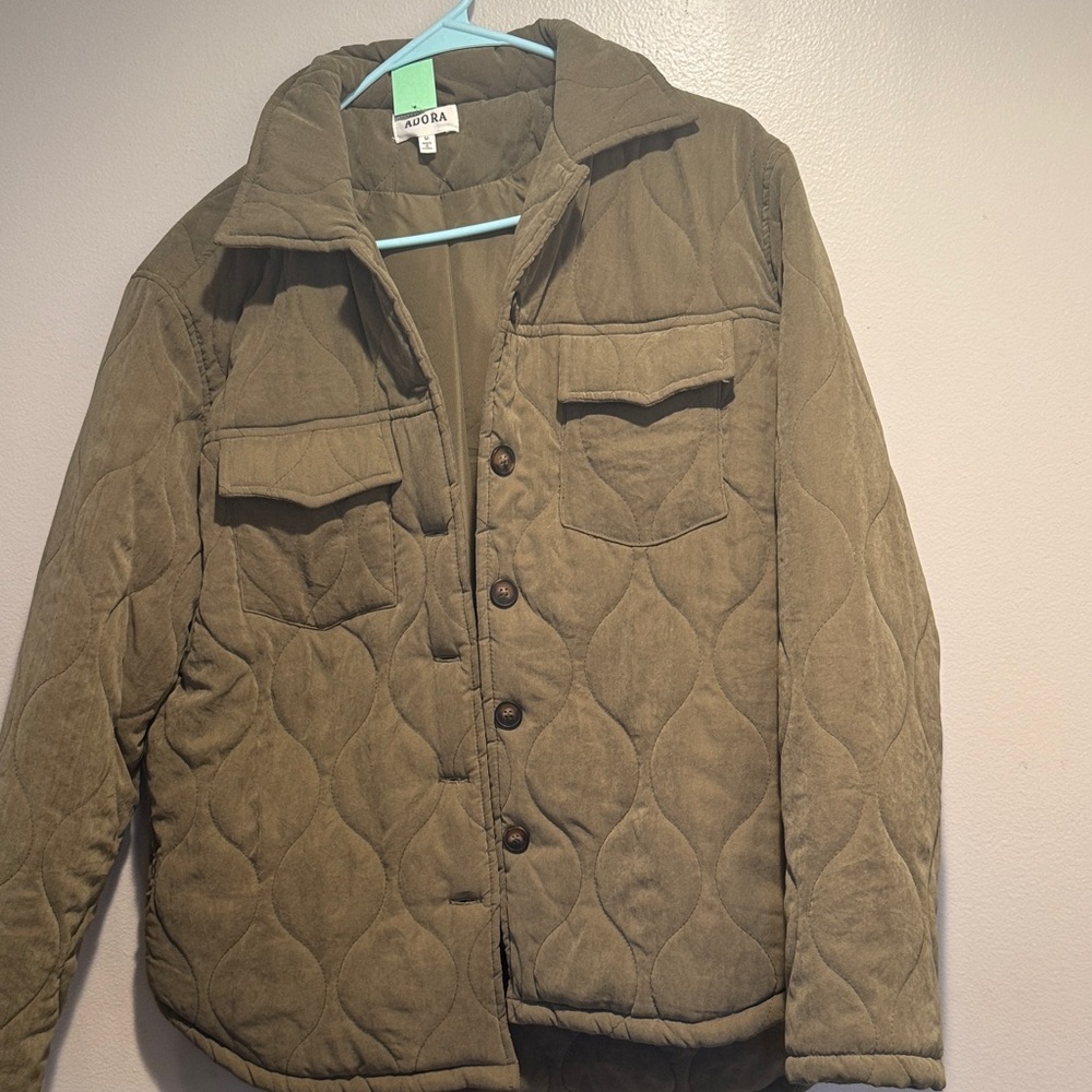 ADORA Quilted Olive Jacket with Button Front